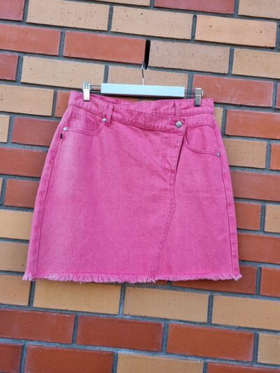 Federation Pink Asymmetric Denim Skirt | Best fit 10-12