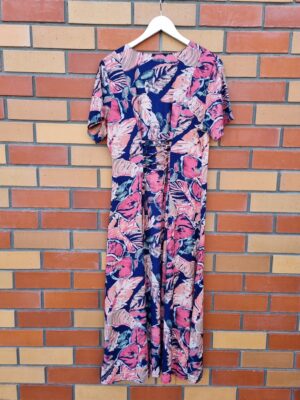 Zoom Peach and Navy Floral Maxi Dress | Best fit 10-12