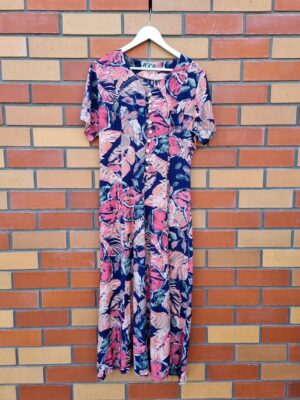 Zoom Peach and Navy Floral Maxi Dress | Best fit 10-12