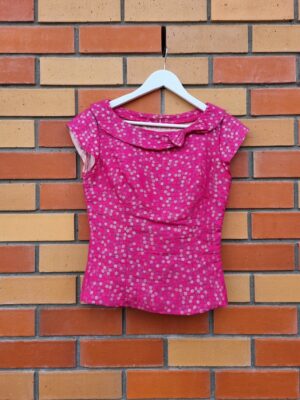 Vintage Handmade Pink Silk Top with Bow | Best fit 10