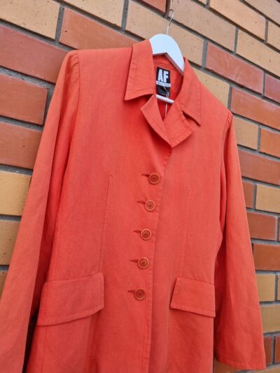Ashley Fogel Orange Linen Blend Blazer Jacket | Best fit 10-12 - Image 2