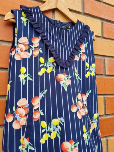 Kids Stile Benetton Navy Fruit print Dress | Size 6 - Image 2