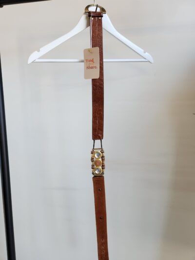 Brown Leather Belt with Terracotta Gold Centre Piece