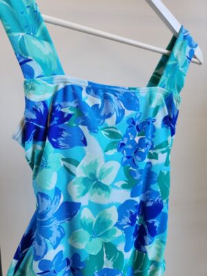 Now Blue Teal Floral Thick Strap 1 piece Togs | Best fit 10