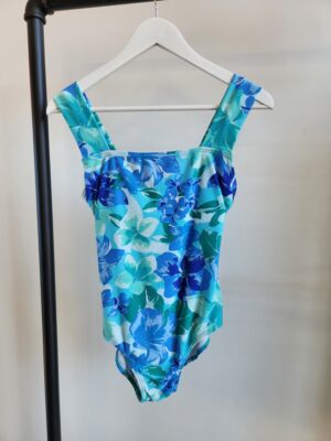 Now Blue Teal Floral Thick Strap 1 piece Togs | Best fit 10