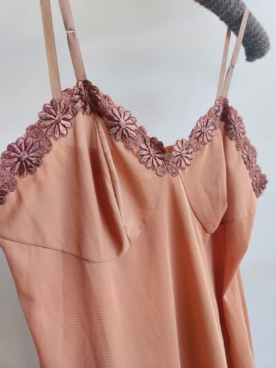 Jonrae NZ Made Latte Floral Trim Slip Dress | Best fit 10-12 - Image 2