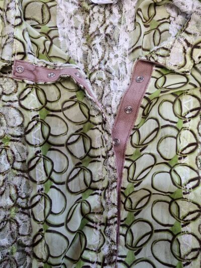 Beline Paris Green Lace Print Snap Button Shirt | Best fit 10-12 - Image 5
