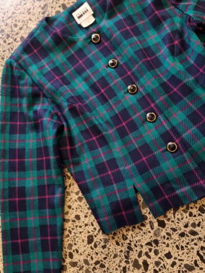 Leslie Fay Turqoise Purple Cropped Jacket | Best fit 10-12 - Image 3