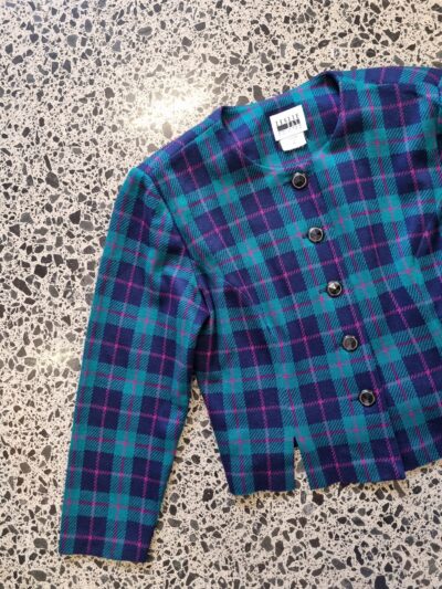 Leslie Fay Turqoise Purple Cropped Jacket | Best fit 10-12 - Image 6