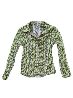 Beline Paris Green Lace Print Snap Button Shirt | Best fit 10-12