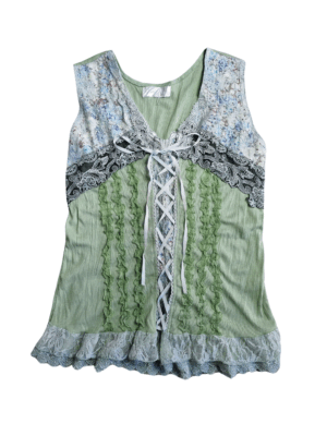 Pretty Angel Green Lace Tie Tank Top | Best fit 16-18