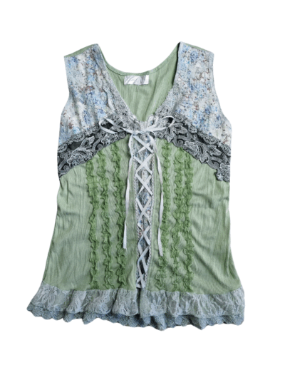 Pretty Angel Green Lace Tie Tank Top | Best fit 16-18