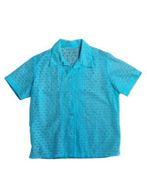 Vintage Light Bue Flower Lace S/S Shirt | Best fit 10-12