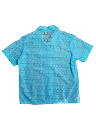 Vintage Light Bue Flower Lace S/S Shirt | Best fit 10-12 - Image 2