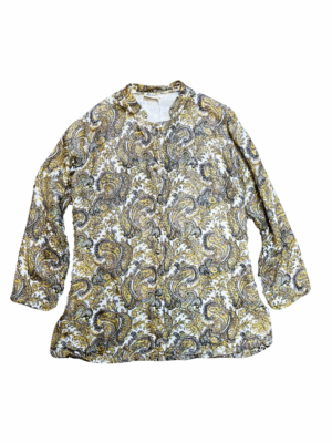 Wesco Yellow Brown Pasiley Lurex Button Up Top | Best fit 10