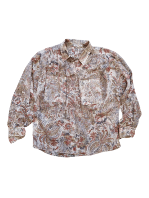 Miss Deb Cream Red Blue Paisley Sheer Shirt | Best fit 12-14