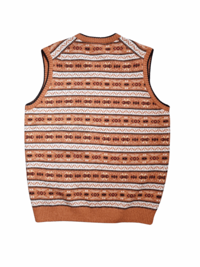 McNeal Orange Print V Neck Wool Vest | Best fit XL - Image 2