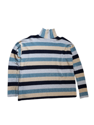 Handmade Blue Stripe Lurex Turtleneck Top | Best fit 12-14