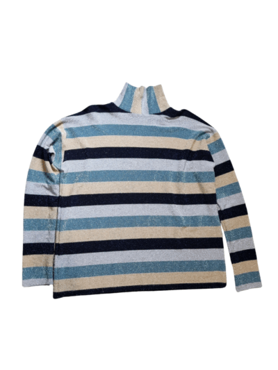 Handmade Blue Stripe Lurex Turtleneck Top | Best fit 12-14 - Image 2