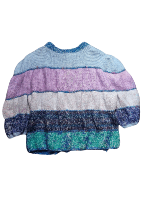 Handknit Blue Purple Mohair Balloon Sleeve Cardi | Best fit up to 20