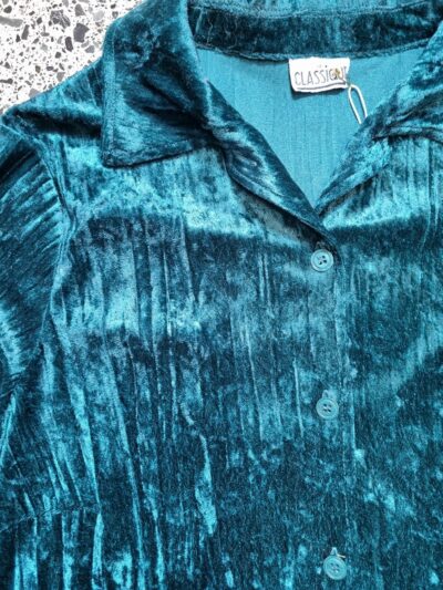 Classique Teal Velour Button Up Shirt | Best fit 12-14 - Image 5