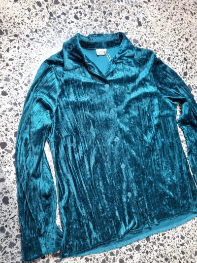 Classique Teal Velour Button Up Shirt | Best fit 12-14 - Image 3