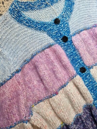 Handknit Blue Purple Mohair Balloon Sleeve Cardi | Best fit up to 20 - Image 4