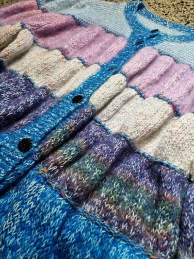 Handknit Blue Purple Mohair Balloon Sleeve Cardi | Best fit up to 20 - Image 5