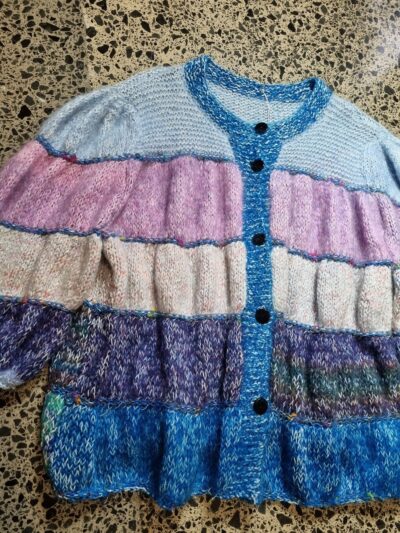 Handknit Blue Purple Mohair Balloon Sleeve Cardi | Best fit up to 20 - Image 3