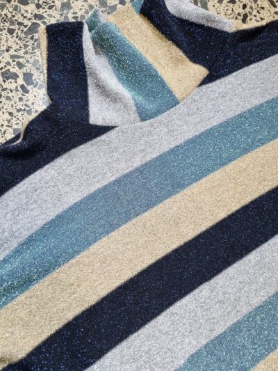 Handmade Blue Stripe Lurex Turtleneck Top | Best fit 12-14 - Image 4