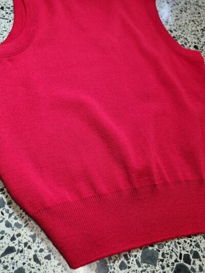 Edward Lenton Red Wool Blend Knit Vest | Best fit L/12-14 - Image 4