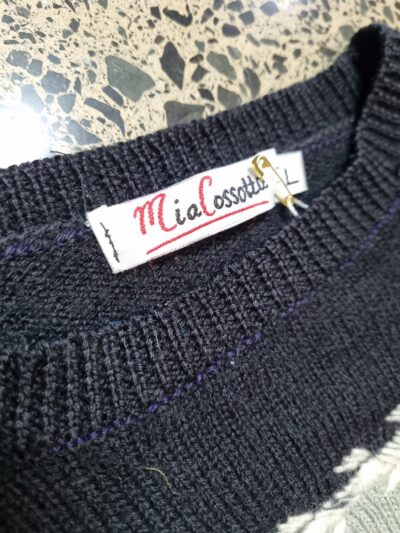 Mia Cossotta Black Grey Embroidered Wool Blend Sweater | Best fit 12-16 - Image 5