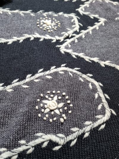 Mia Cossotta Black Grey Embroidered Wool Blend Sweater | Best fit 12-16 - Image 4