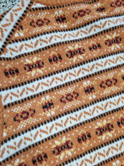 McNeal Orange Print V Neck Wool Vest | Best fit XL - Image 4
