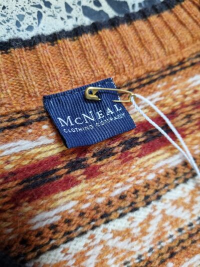 McNeal Orange Print V Neck Wool Vest | Best fit XL - Image 5