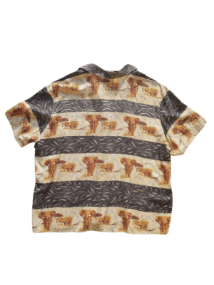 Tapestry Beige Black Elephant Rayon Shirt | Best fit XL