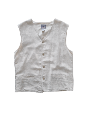 Blue Stone Cream Cotton Waistcoat | Best fit M-L