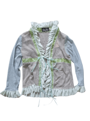 Annah S Teal Mesh Ruffle Cardigan | Best fit 10-12