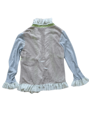 Annah S Teal Mesh Ruffle Cardigan | Best fit 10-12