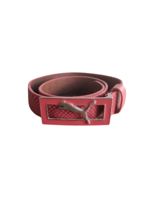 Puma Red Leather Belt with Metal Buckle