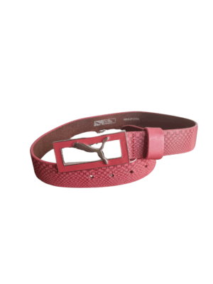 Puma Red Leather Belt with Metal Buckle