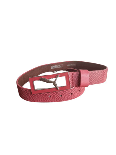 Puma Red Leather Belt with Metal Buckle