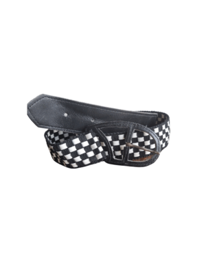 B/W Check Leather Belt