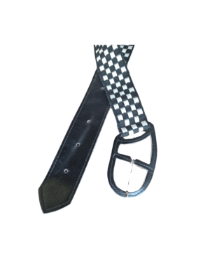 B/W Check Leather Belt