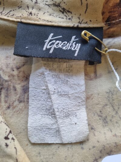 Tapestry Beige Black Elephant Rayon Shirt | Best fit XL - Image 5