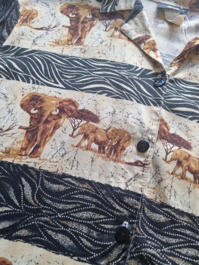 Tapestry Beige Black Elephant Rayon Shirt | Best fit XL - Image 4