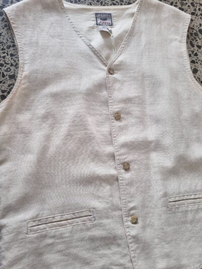 Blue Stone Cream Cotton Waistcoat | Best fit M-L - Image 3