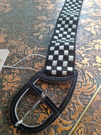 B/W Check Leather Belt - Image 3