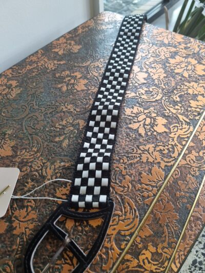 B/W Check Leather Belt - Image 5