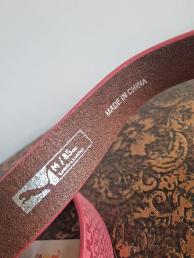 Puma Red Leather Belt with Metal Buckle - Image 6